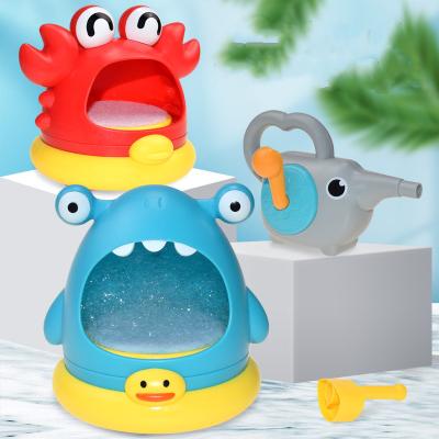 China Hot Selling Plastic Kids Toys Cartoon Shark And Crab Blow Bubble Bath Water Toys For Children for sale