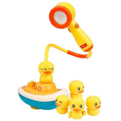 China Bath Toy New Arrivals Funny Bathtub Toy Duck Shape Water Pump With Hand Shower With Sucker Bath Toy for sale