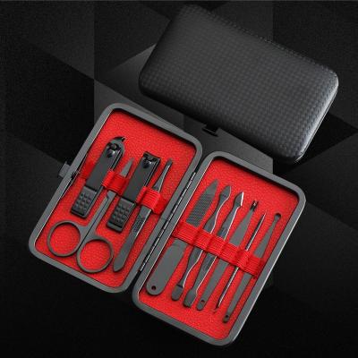 China Professional Manicure Set 10pcs Set Black Stainless Steel Nail Clipper Kit Finger Plier Nails Tools Set N9 for sale