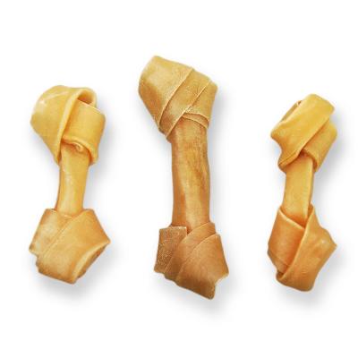 China Sustainable Rawhide Tied Bone Dog Treat Private Label OEM Supplier for sale