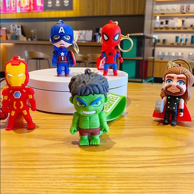 China Captain Pendant America Hulk Spider Thor Keychains Dickmon 3D Marvel Superhero Figure Avengers Cartoon Character Key Chains for sale