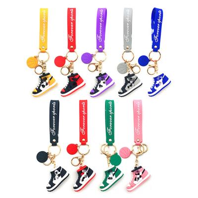 China Wholesale Cheap Rubber PVC Pendant Mini Shoe Sneaker Keychains Dickmon Basketball Shoe Key Chains World Cup 3D Football for sale