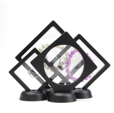 China 2021 eco-friendly jewelry ring earring box jewelry display box 3d floating pe film transparent jewelry storage box for sale