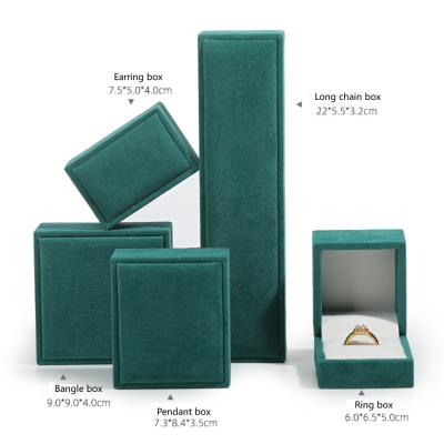 China Custom Double Ring Jewelry Box 2021 Earring Ring Box Eco-friendly Luxury Leather Gift Box Packaging Package Ring Double Ring Box for sale