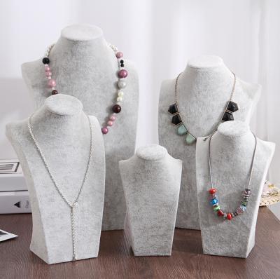 China Eco-Friendly Jewelry Display Stand Fashion Gray Jewelry Stand Necklace Display Bust Necklace Display Stand Jewelry Display Mannequin for sale