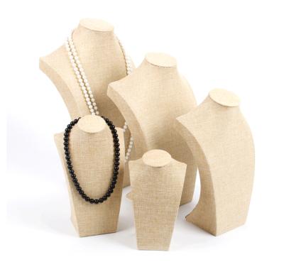 China 2020 Unique Natural Canvas Eco-friendly 3D Jewelry Display Stand European Jewelry Necklace Display Jewelry Display Bust Shape for sale