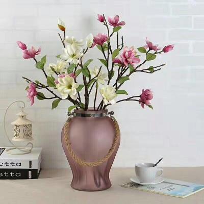 China Handmade Home Sand Decorative Glass Vases Indoor Colored With Hemp Rope for sale