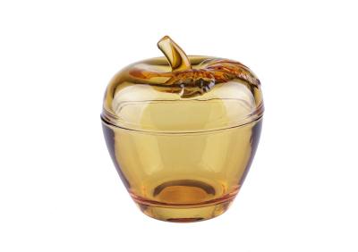 China Solid Apple Sugar Glass Candy Jar Bowl Christmas Gift With Machine Pressed for sale