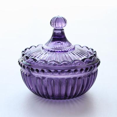 China Purple Glass Candy Jar Solid Glass LFGB SGS Approved Eco Friendly Decorative for sale