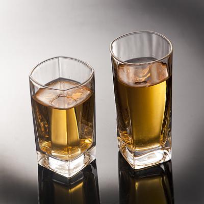 China Round Tea Whiskey Glass Cups Square Glass Water Cup CIQ EEC Approved Transparent for sale