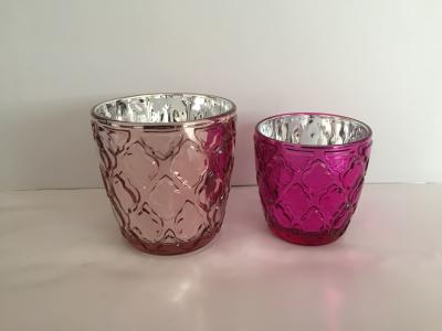 China Pink Decorative Candle Glass Cups Colored Votive Holders Romantic Wedding for sale