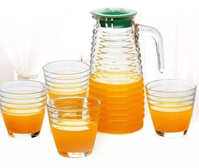 China Machine Made 5pcs Glass Water Cup Set With JugCup Kitchenware For Tea Liquid for sale