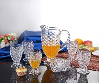 China 7Pcs Glass Water Set Drinking Jug Sets Drinkingware Machine Blown Household for sale