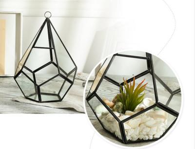 China Geometric Terrarium Decorative Glass Craft Hanging Transparent For Garden for sale