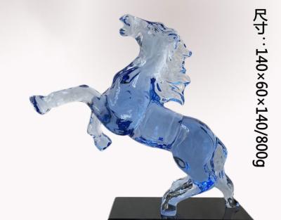 China Handmade Decorative Glass Craft Crystal Blue Horse Horse Head 14cm Length for sale