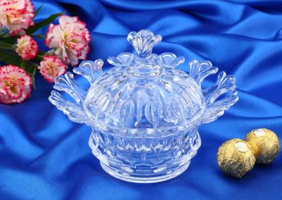 China Wedding Gift Glass Candy Bowl With Lid / Glass Storage Jar For Nut for sale