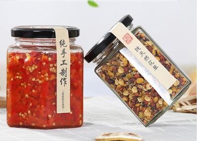 China Hexagon Shaped Mini Glass Jam Jars With Lid / Glass Honey Jars In Stock for sale