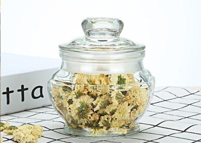 China Transparent Glass Food Storage Jars For Herb - Tea / Glass Cookie Jar for sale