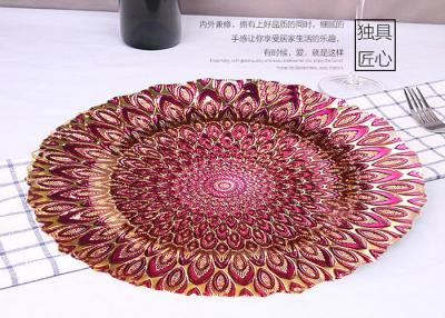 China Handmade Peacock Plating Glass Fruit Plate / Round Glass Plate For Bread for sale