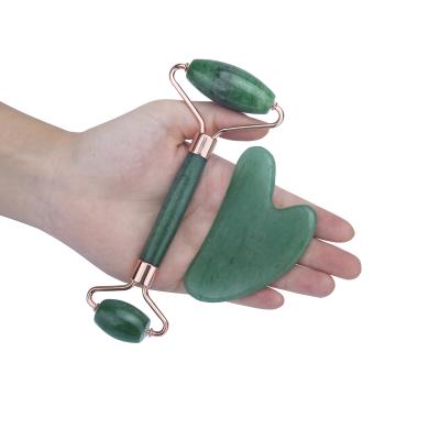 China OEM Jade Facial Beauty Massager Green Jade Roller Face Lift Gua Sha Box for sale