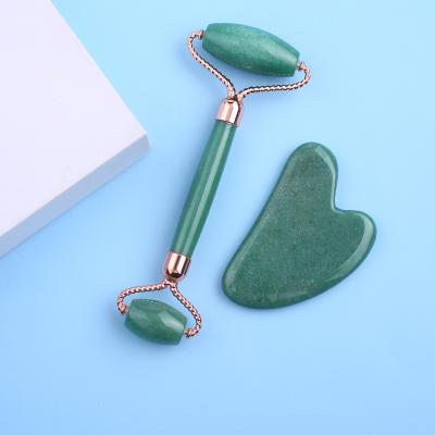 China Wholesale Price Green Aventurine Jade Roller Face Lift and Gua Sha Tool Kit for sale