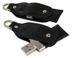 China Computer Removable Black Leather USB Flash Drive ,    Thumb Leather Usb Stick for sale