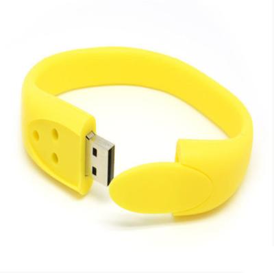 China Yellow /  Red Colored  PVC USB Flash Drive ,  Bracelet  Disk  Wristband USB Flash Drive for sale