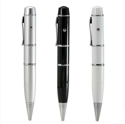 China Ballpoint Pen Model Laser Light  Metal USB Flash Drive 1GB - 128GB Silver Black Color for sale