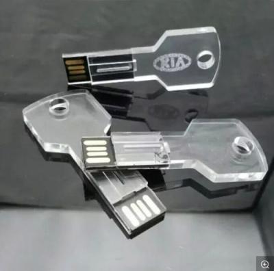 Cina Azionamento di cristallo 16GB 4GB 8GB del pollice dell'azionamento della penna del Usb di forma chiave trasparente mini in vendita