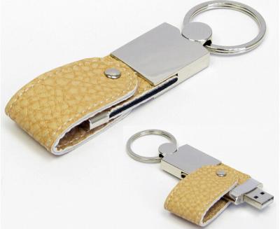 China OEM Gift  Leather USB Flash Drive , 16GB Usb Flash Drive Leather Case  Brown for sale