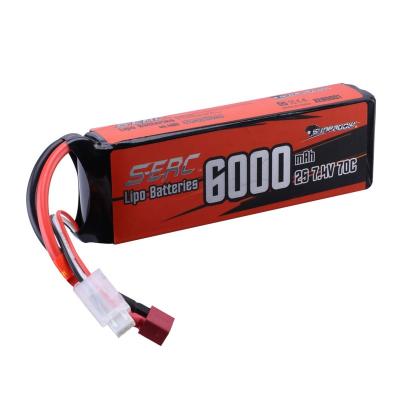 China Soft Toys 2S Lipo Battery 7.4V 6000mAh 70C Pack with Deans T Plug for RC Car for sale