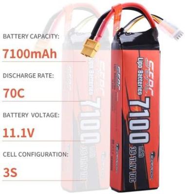 China Toys Sunpadow 3S RC Lipo Battery 11.1V 70C 7100mAh Soft Pack With XT60 Connector for sale