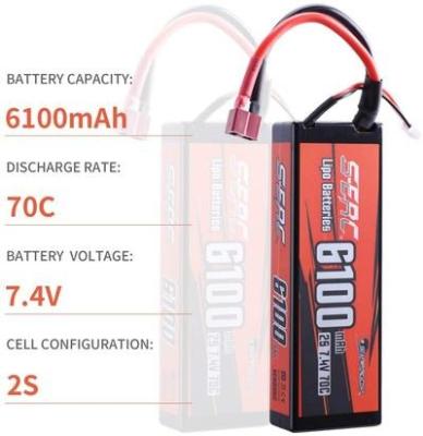 China Hard Toys 7.4V 2S Lipo Battery 6100mAh 70C Case with Deans T Plug for RC Truck for sale