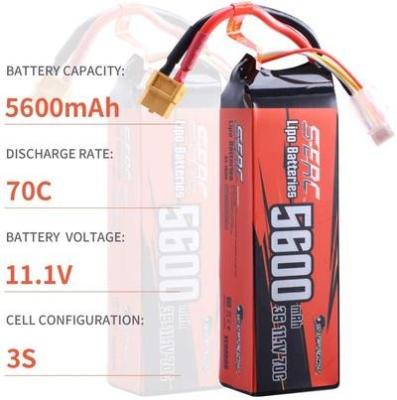 China Toys 11.1V 3S LiPo 5600mAh 70C Battery with XT60 Connector Soft Pack for RC Car RC Truck for sale