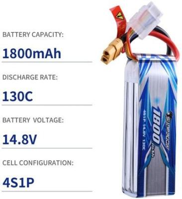 China Soft Toys 14.8V 4S Lipo Battery 1800mAh 130C Pack With XT60 Connector For RC FPV for sale