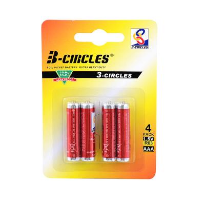 China Cheap Zinc Carbon Size AAA R03 UM-4 1.5V Toys Battery Dry Cell Battery for sale