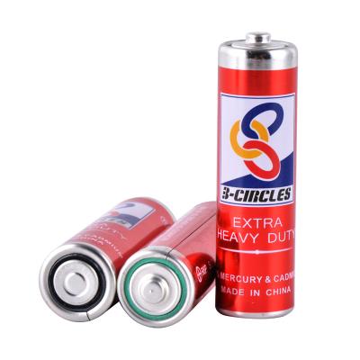 China Cheap Toys Carbon Zinc Manganese PVC Jacket Battery 1.5v AA R6 Dry Batteries for sale