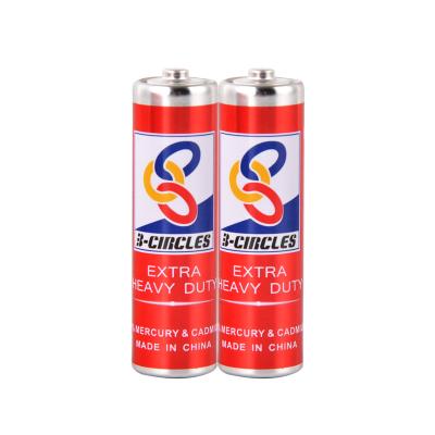 China Heavy Duty Toys 3-Circles UM3 Factory No 5 AA Size 1.5 V R6P R6 Carbon Zinc Battery for sale