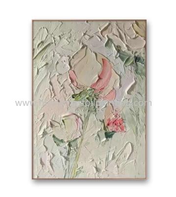 China Textured Modern Flower Paintings Handpainted Canvas For Interior Decoration for sale