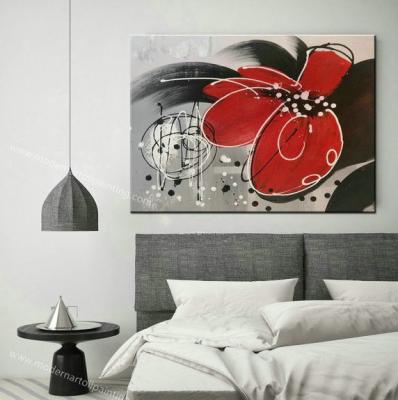 China Met de hand geschilderde Rode Bloemen die op van het de Bloemenlandschap van de Canvas de Dikke Olie Kunst van de het Olieverfschilderijmuur voor Binnenlands Huisdecor schilderen Te koop