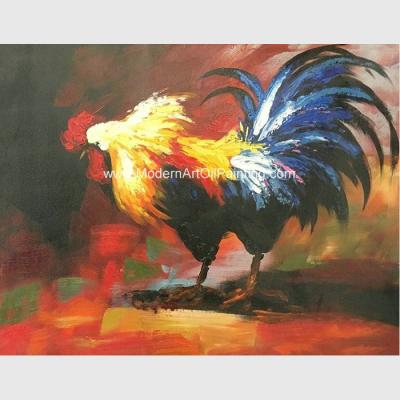 Cina Tela dipinta a mano Art Painting del gallo della pittura a olio animale decorativa del mestichino in vendita