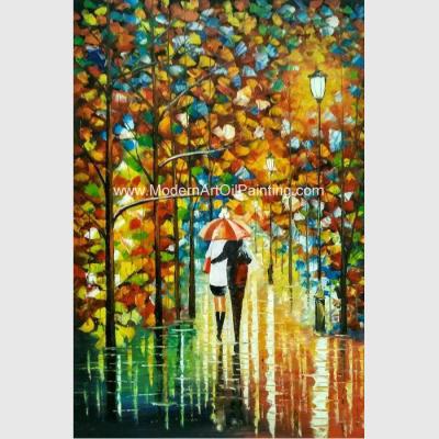 China Handmade knife art painting on Canvas Colourful Night View for Wall Decoration for sale