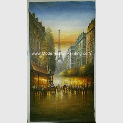 Cina Vecchio mestichino di paesaggio di Parigi della pittura a olio fatta a mano di Parigi con struttura in vendita