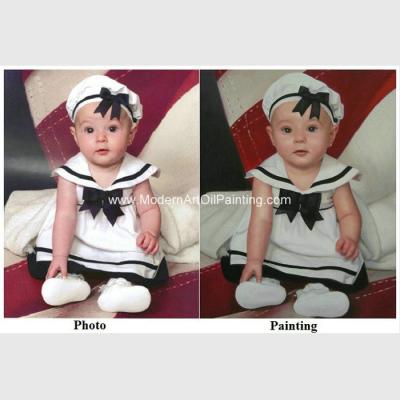 China Children Hand Painted Portraits From Photos / Realistic Portrait Painting for sale