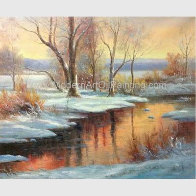 China Classical Winter Snow Handmade Scenery Oil Painting for Home Decorative for sale