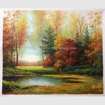 China Classical Original Oil Landscape Paintings River Side For Wall Decor for sale