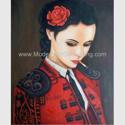 China Figura humana lona de pintura a óleo da pintura/mulher de fumo na pintura vermelha à venda