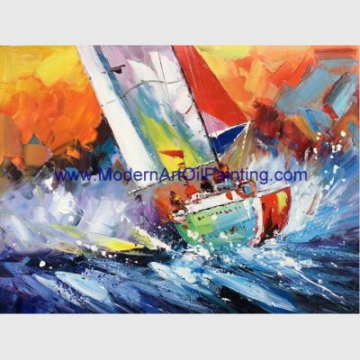 China Handmade Decorative Seascape Oil Painting by knife for Home Decoration for sale