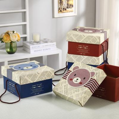 China Recyclable Cute Bear Gift Box Cartoon Portable Snack Storage Cardboard Custom Gift Packaging Box for sale