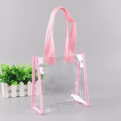 China Clear Waterproof PVC Tote Bag With Logo Print Custom Colorful Transparent Bag Shopping Bag Daily Life Gift for sale